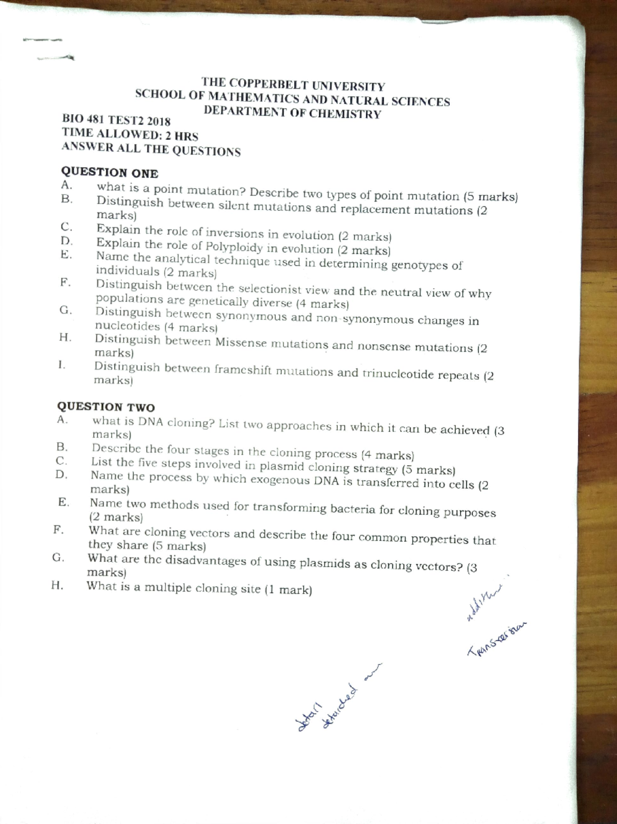 BIO481 TEST 2 '17 - Practice material for Biochemistry 481 - Studocu