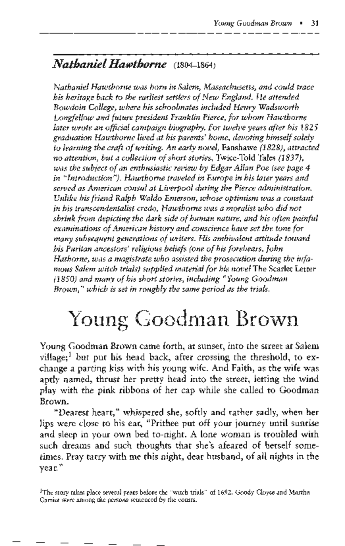 young goodman brown thesis