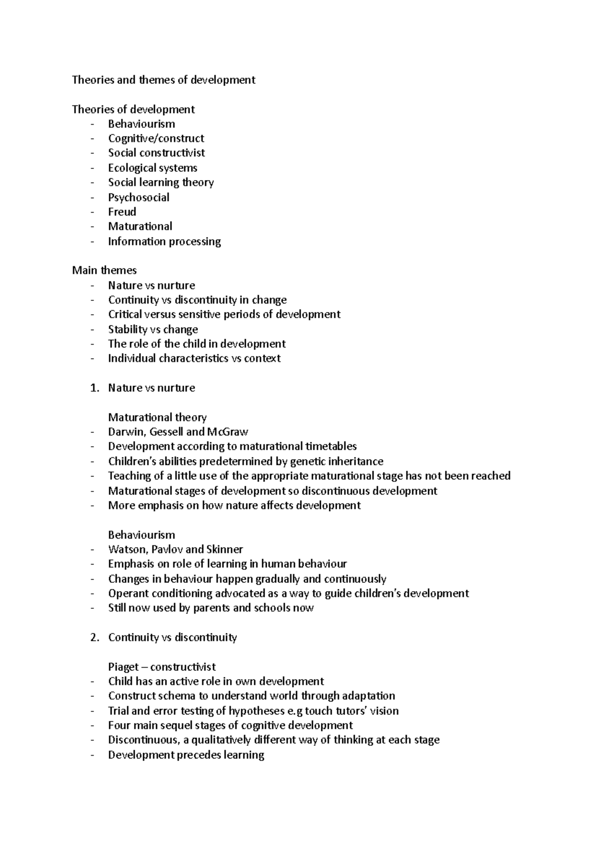 Lecture 2 - theories and themes of development - Theories and themes of ...