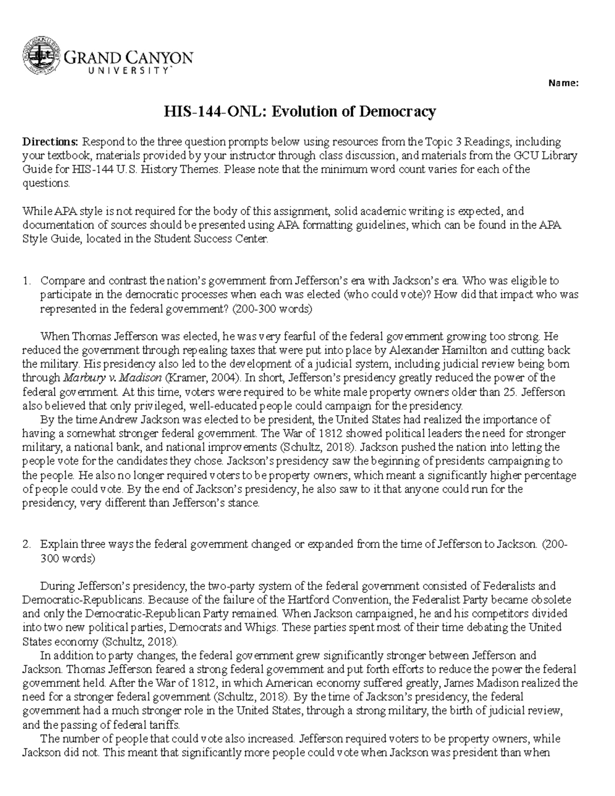 HIS144RSEvolution of Democracy Worksheet HIS144 GCU Studocu