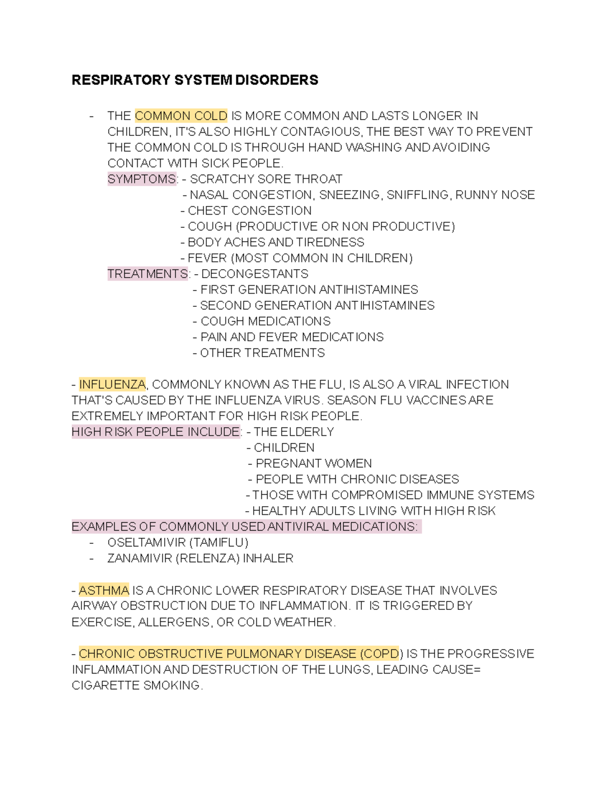 Respiratory System Disorders - RESPIRATORY SYSTEM DISORDERS - THE ...