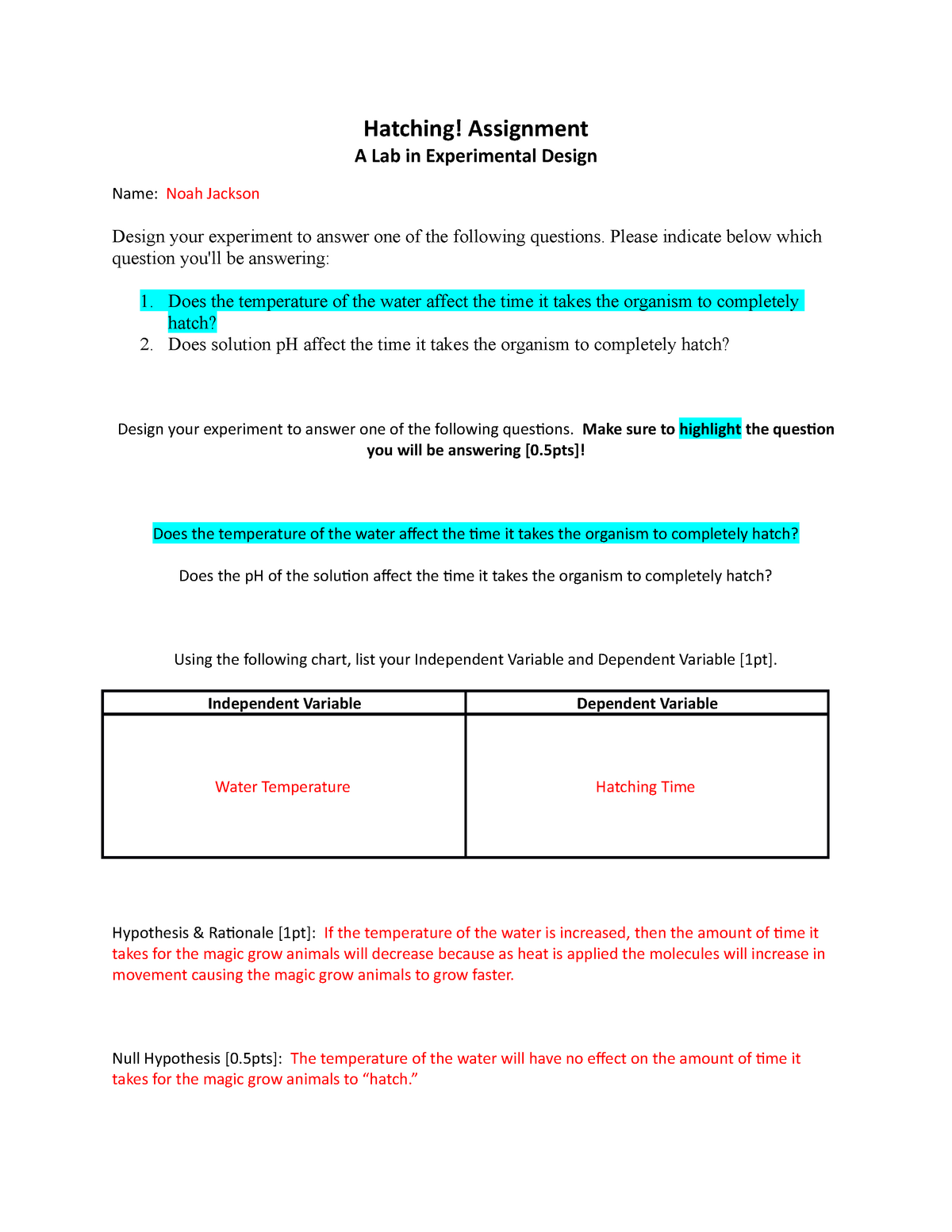 BIOL200 Lab20 - worksheet - Hatching! Assignment A Lab in Pertaining To Experimental Design Worksheet Answers