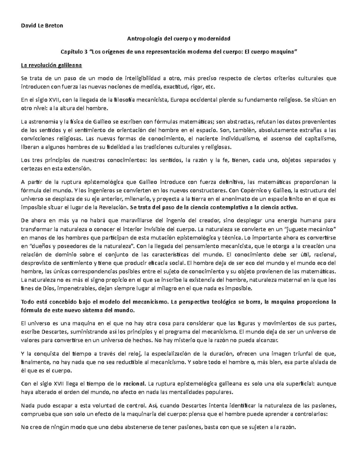 David Le Breton Capitulo 3 David Le Breton Antropologia Del Cuerpo Y Modernidad Capitulo 3 Los Studocu