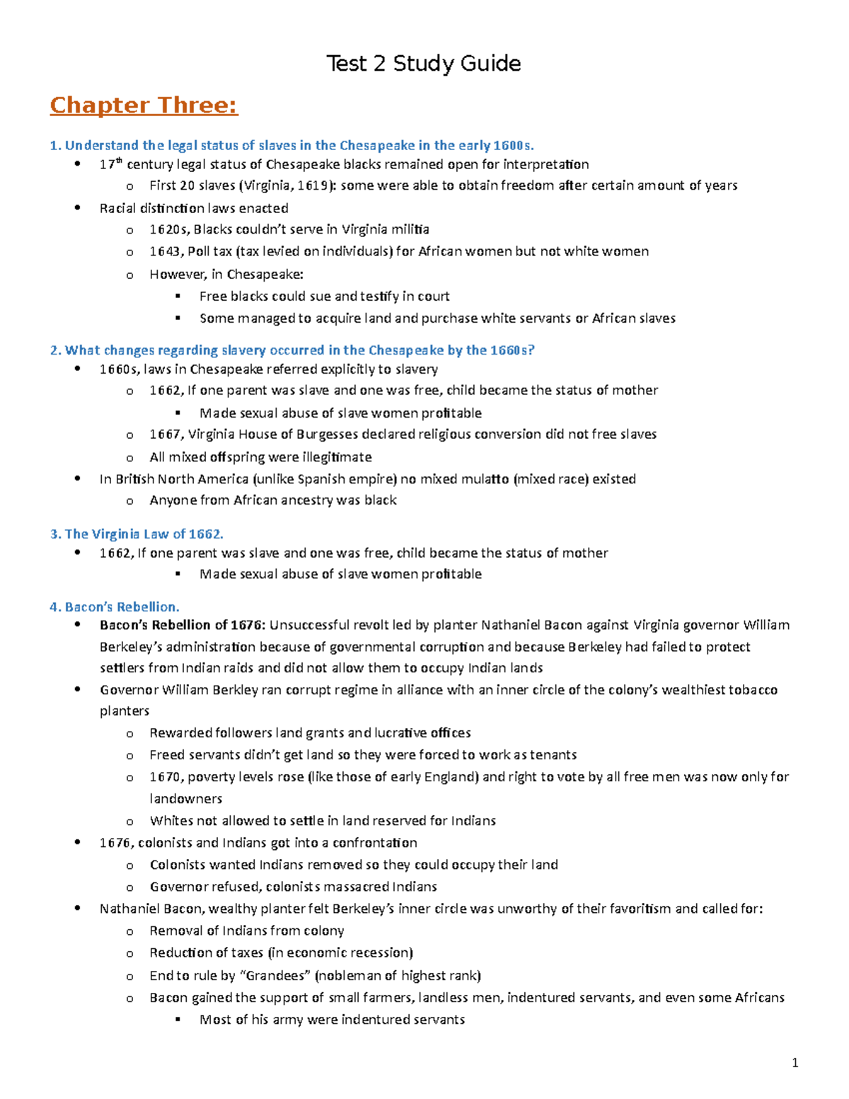 Study Guide, Test 2 - Test 2 Study Guide Chapter Three: - Studocu