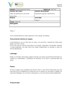 Evidencia 3 taller - Reporte Nombre del curso: Taller de planeación y ...