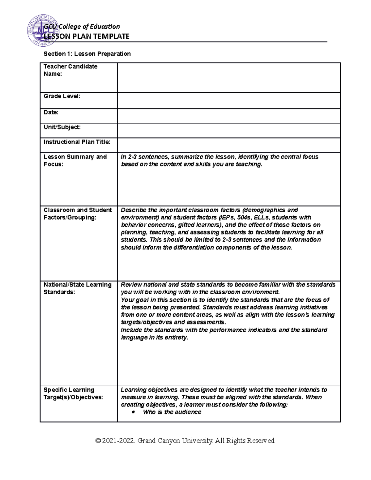 ECE350Lesson Plan - Lesson Plan - LESSON PLAN TEMPLATE Section 1 ...