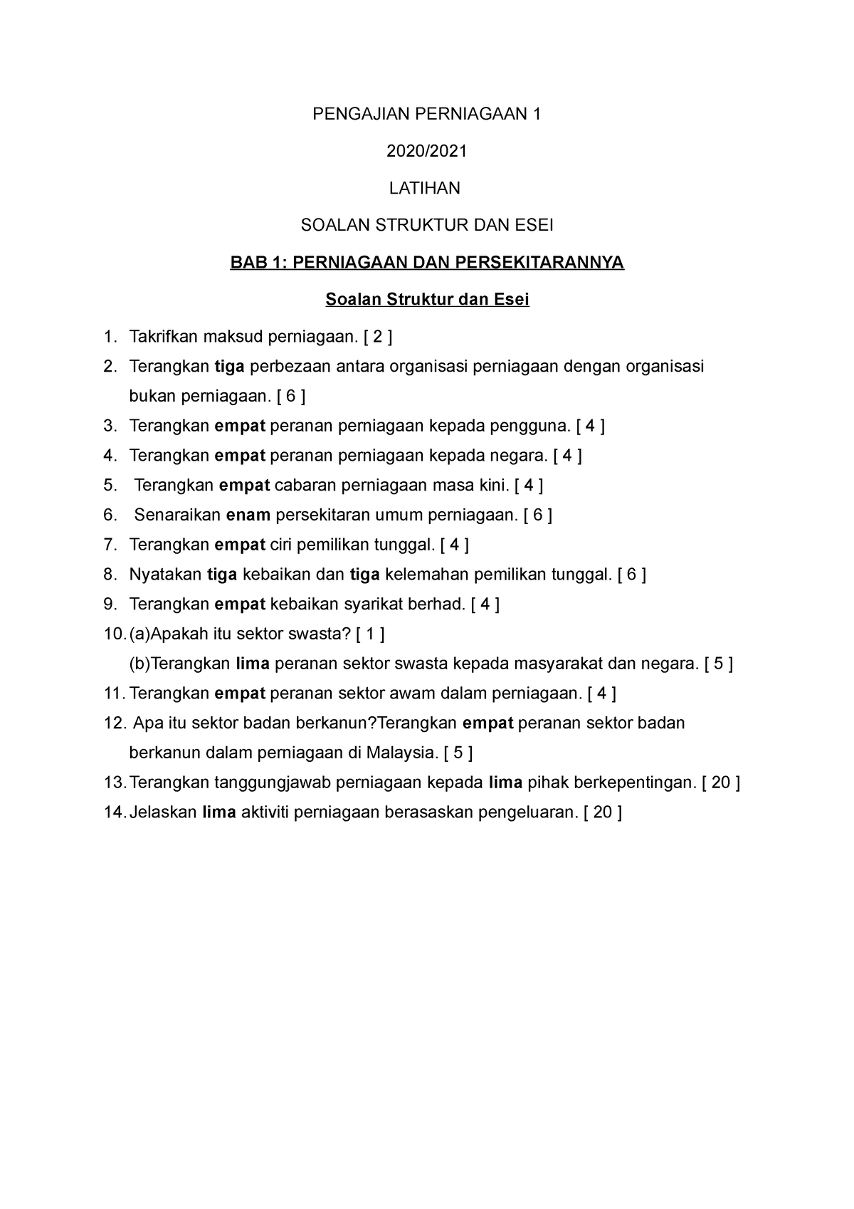 BAB 1 Perniagaan Stpm Pp - PENGAJIAN PERNIAGAAN 1 2020/ LATIHAN SOALAN ...