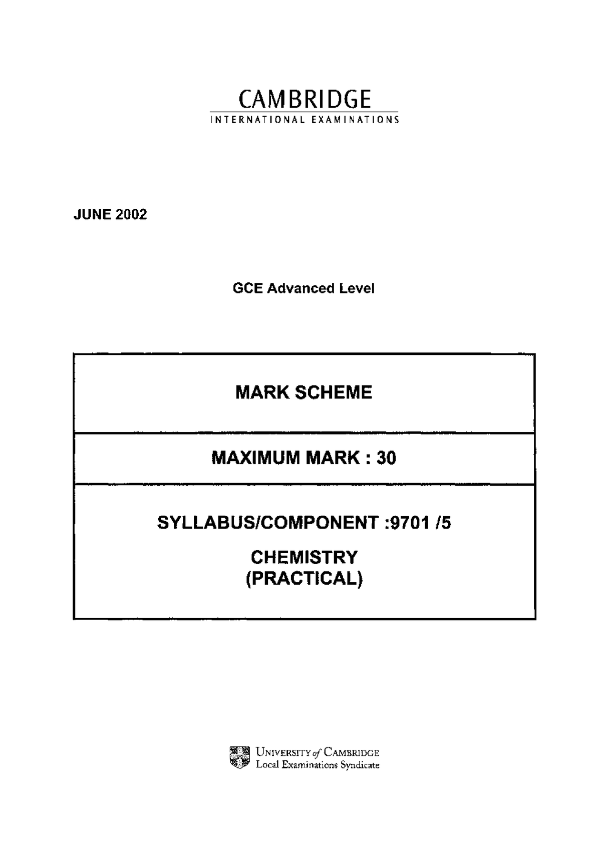 coursework example chemistry