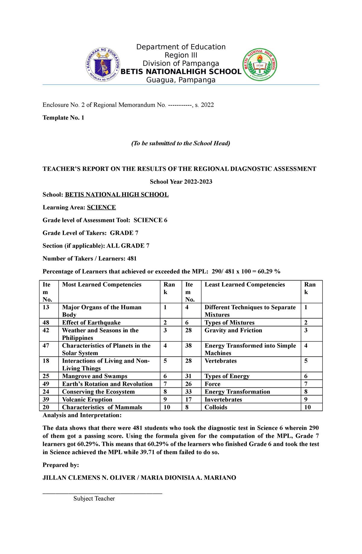 diagnostic-test-report-science-7-department-of-education-region-iii