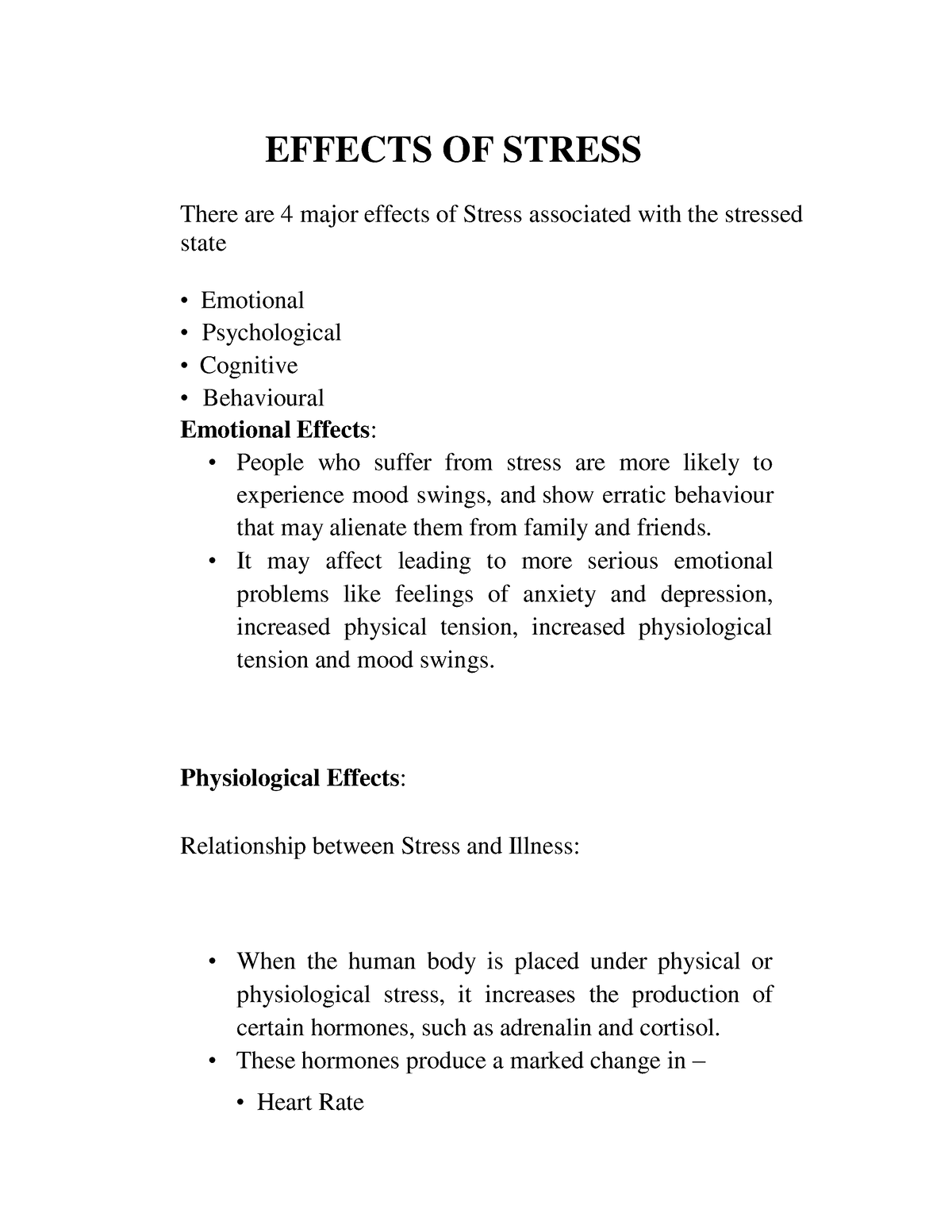 the effects of stress on human behavior research paper