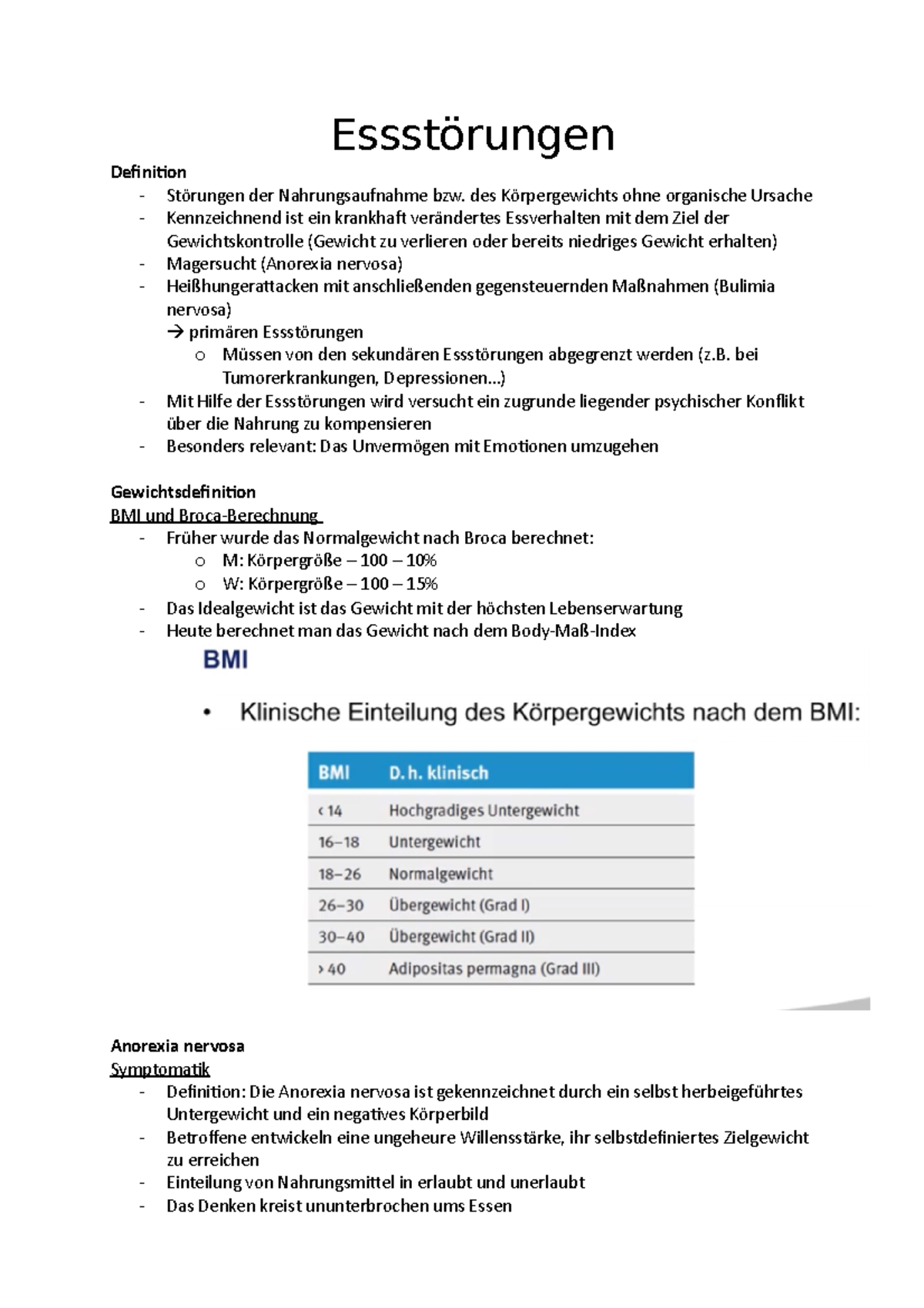 Essstörungen - Sommersemester - Essstörungen Definition - Störungen der ...
