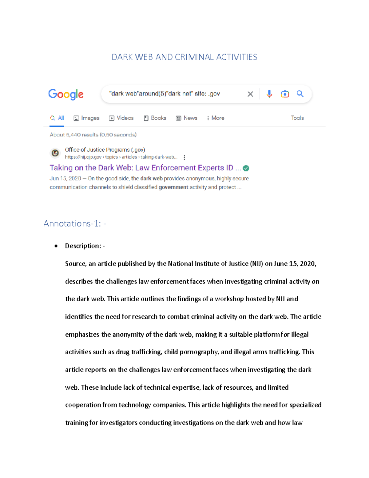 Authorative Web(new) - just assignment - DARK WEB AND CRIMINAL ...