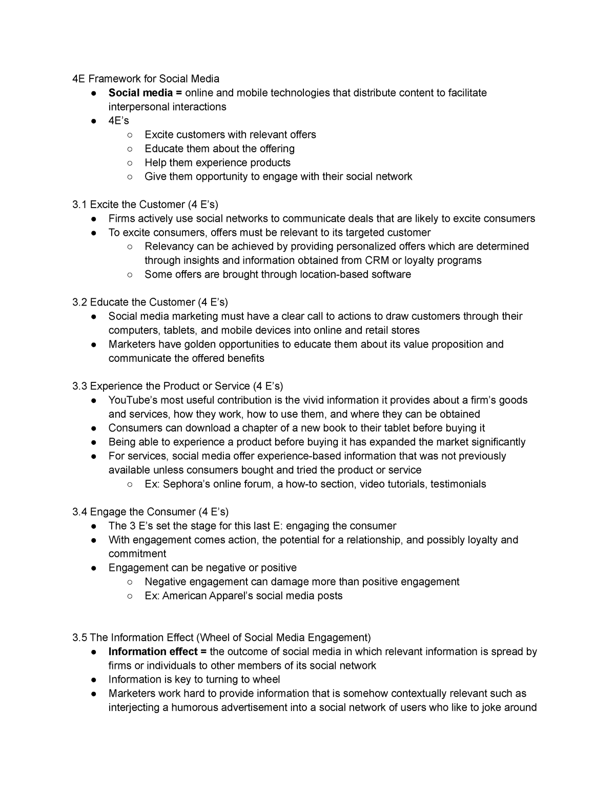 MK323 Chapter 3 Notes - 4E Framework for Social Media Social media ...