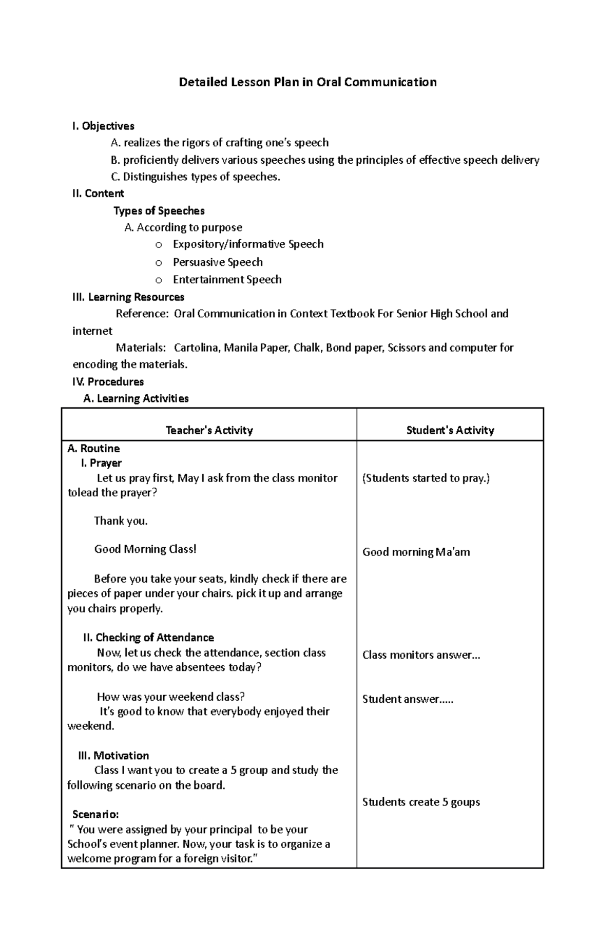 436909686 Detailed Lesson Plan in Oral Communication docx - Detailed ...