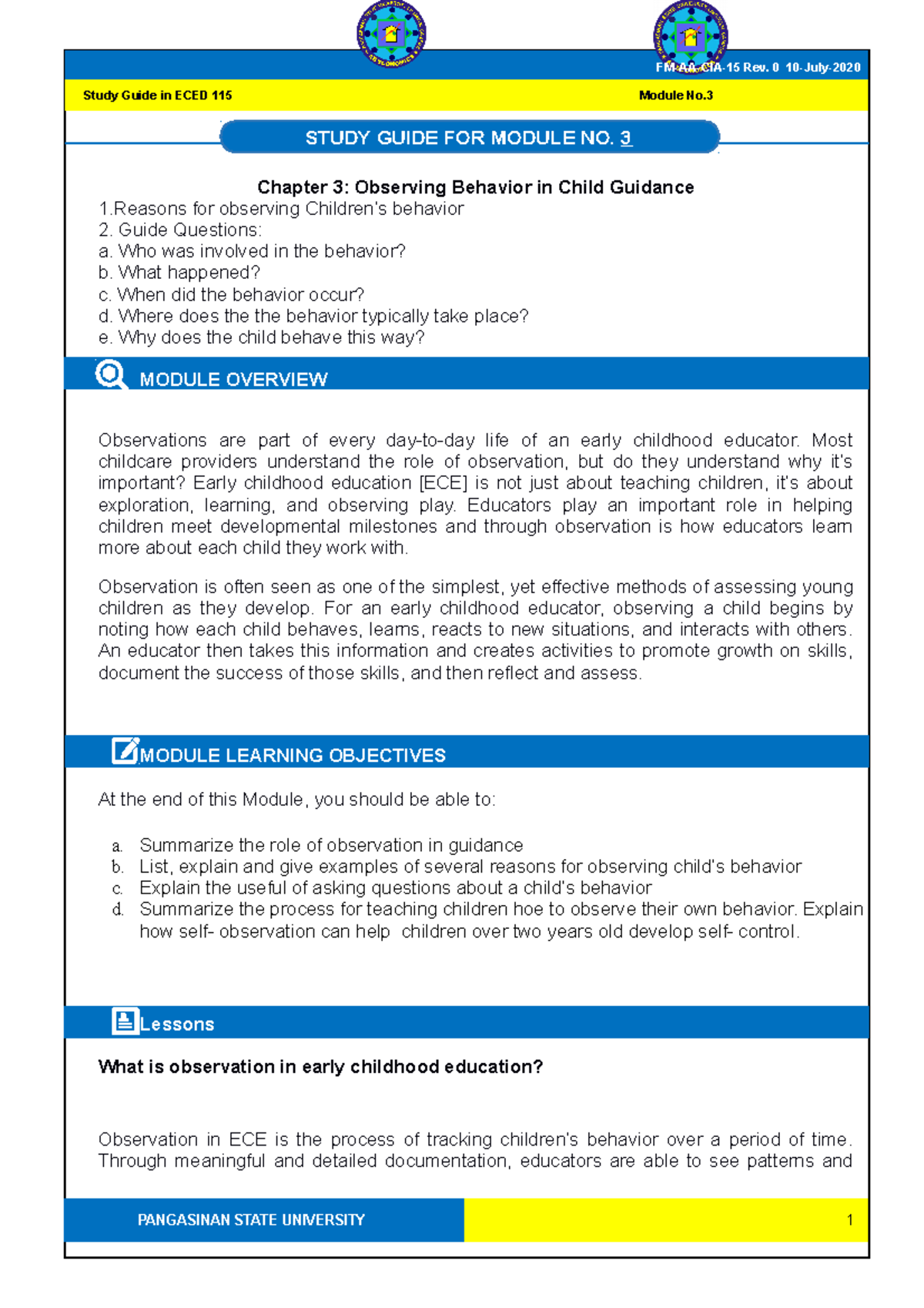 Module III ECED115 Science in Early Childhood Education Chapter 3