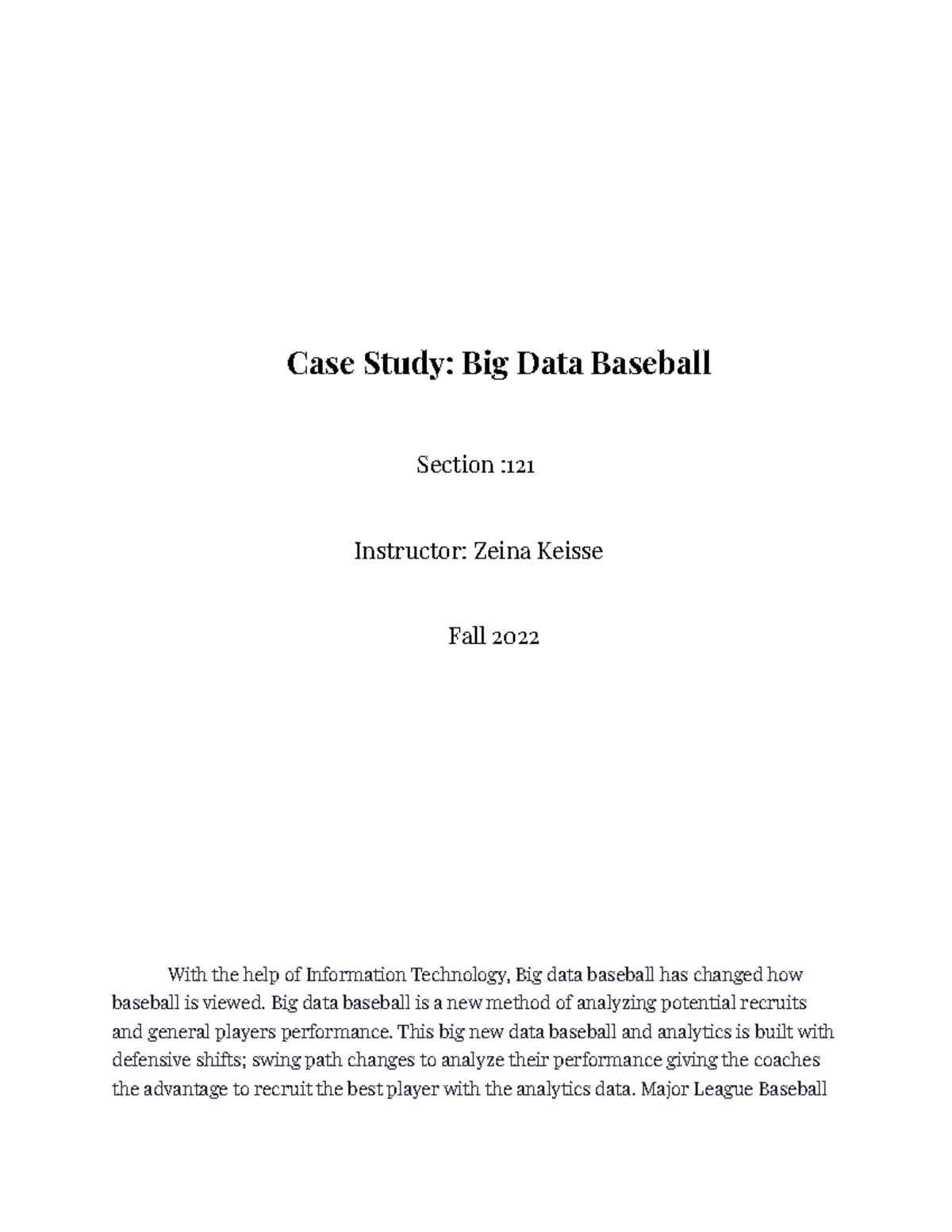 case study big data baseball