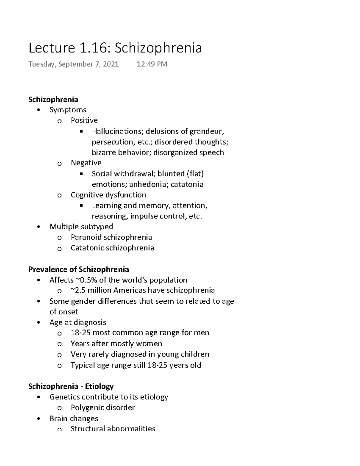 Lecture 1.16 Schizophrenia - Schizophrenia Symptoms Positive ...