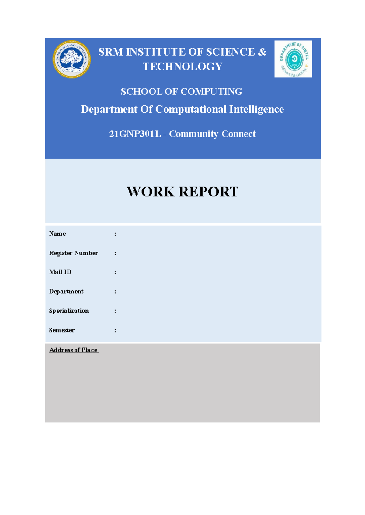 Community Connect - Assignment - SRM INSTITUTE OF SCIENCE & TECHNOLOGY ...