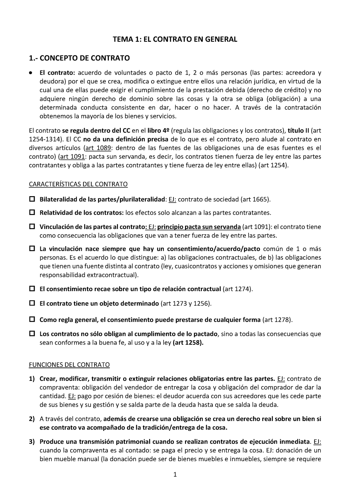 Tema 1 Civil Tema 1 El Contrato En General 1 Concepto De Contrato El Contrato Acuerdo De 4192