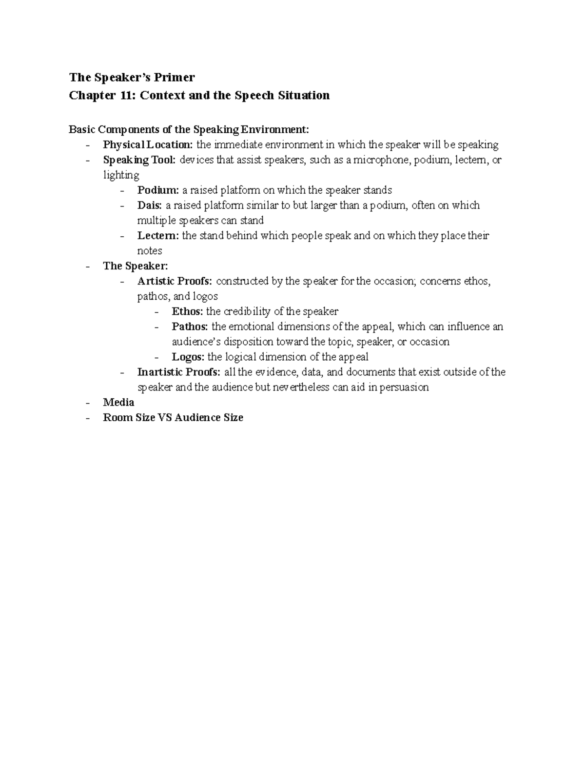 COM 120 Chapter 11 The Speaker's Primer The Speaker’s Primer