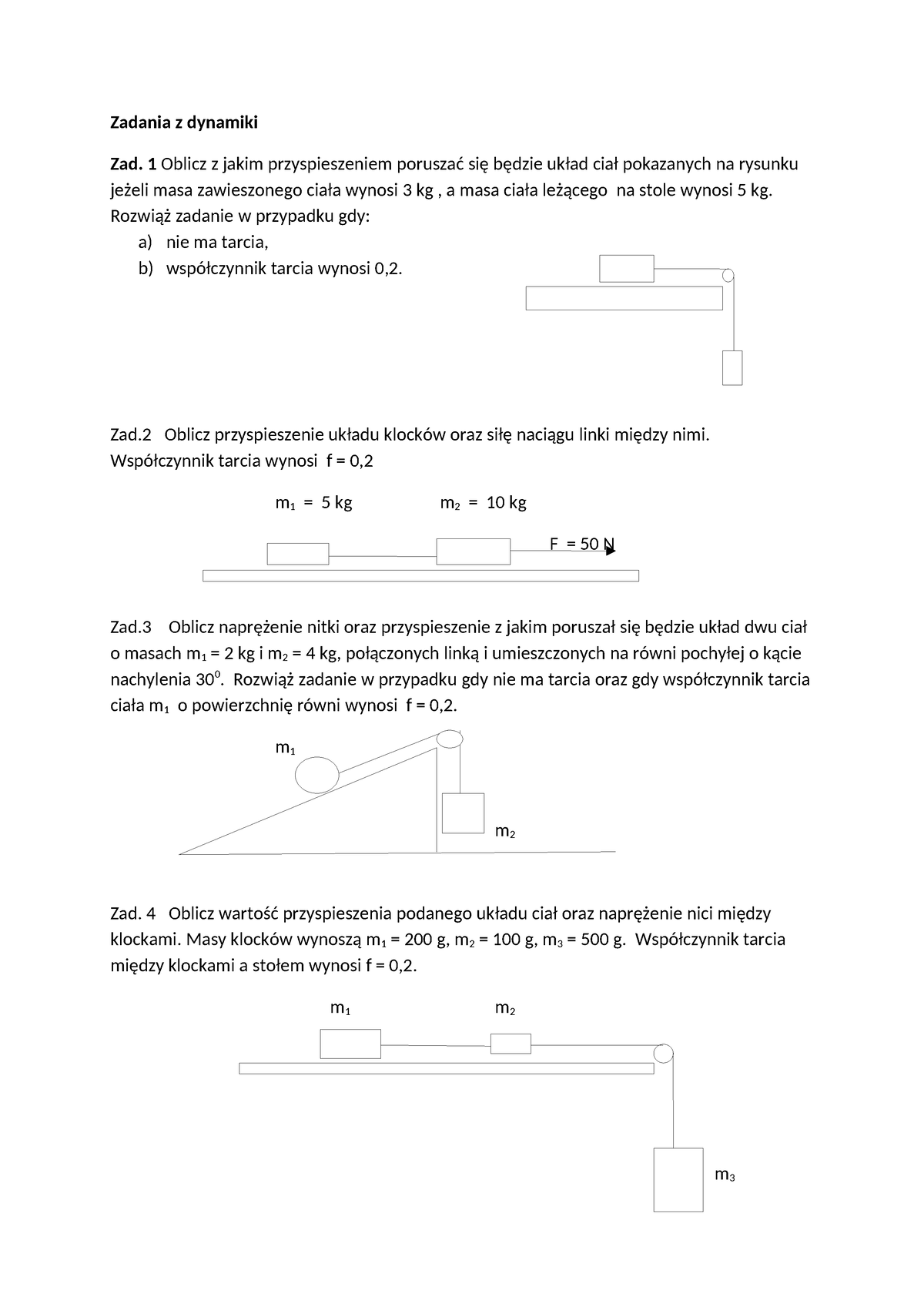 2 C,g Zad.z Dynamiki - Licek - Zadania Z Dynamiki Zad. 1 Oblicz Z Jakim ...