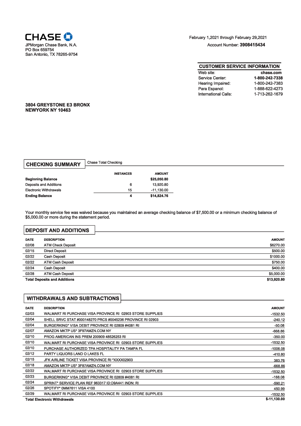 Research Chase bank Statement Sample - Eco349H1 - U of T - Studocu