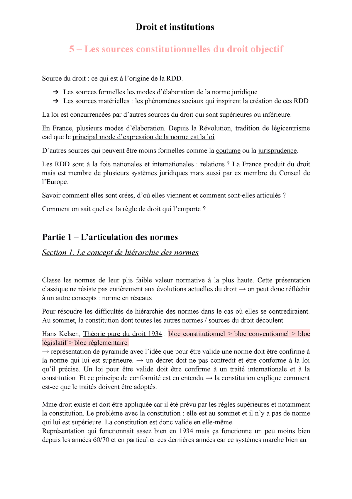 5 – Les Sources Du Droit Positif - Droit Et Institutions 5 – Les ...