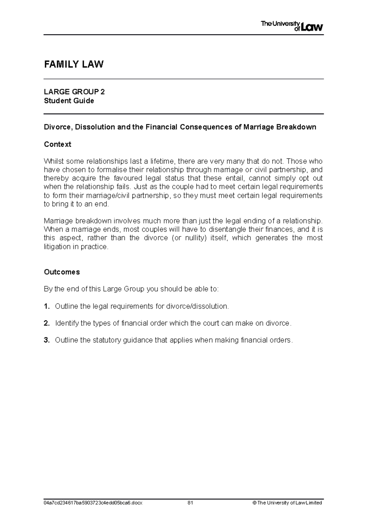 Lg02 ce01 student guide - FAMILY LAW LARGE GROUP 2 Student Guide ...