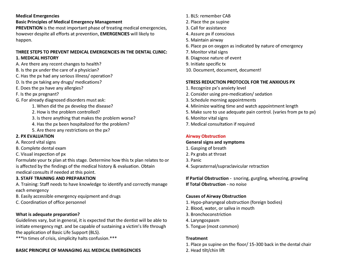 Medical Emergencies - Lecture notes 1-10 - Medical Emergencies Basic ...