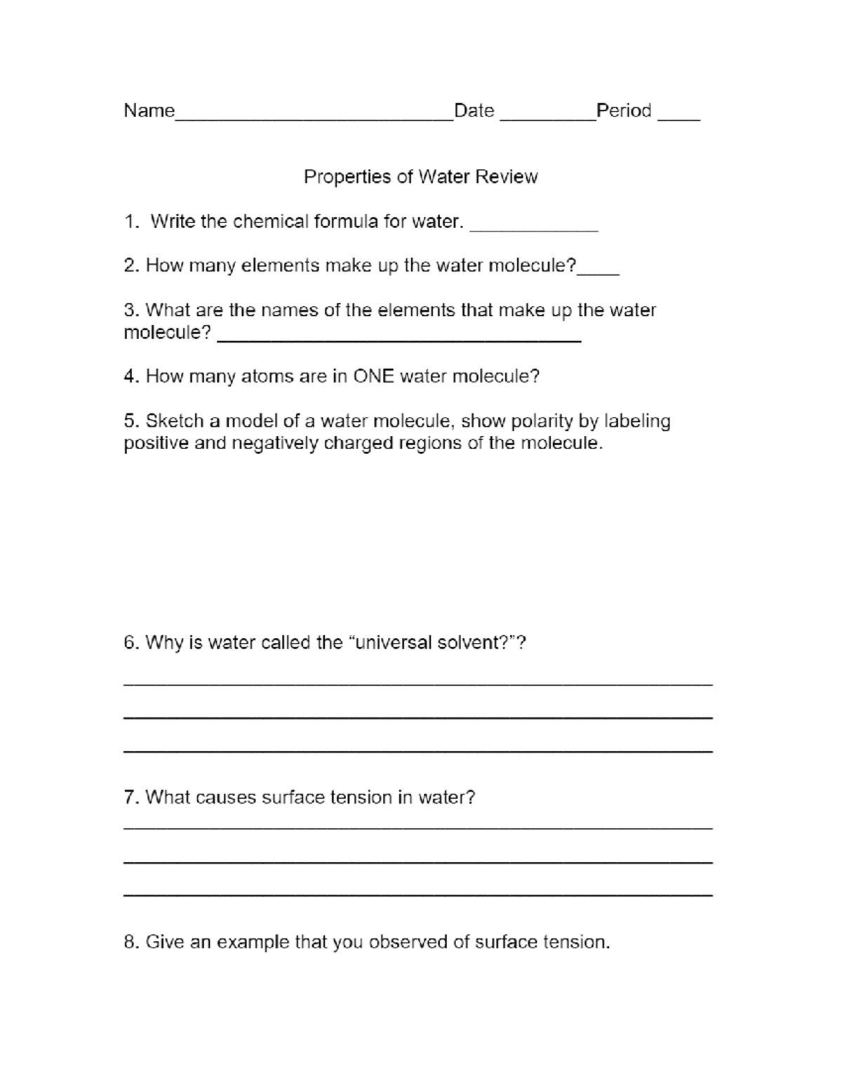 Properties of Water Review Sheet PROP 102 Studocu