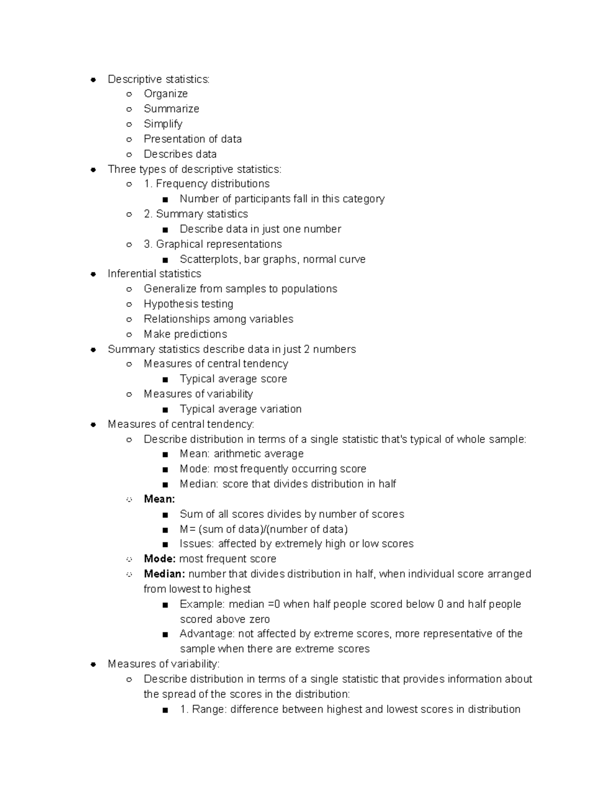 Psych 104 sep 25 - Descriptive statistics: Organize Summarize Simplify ...