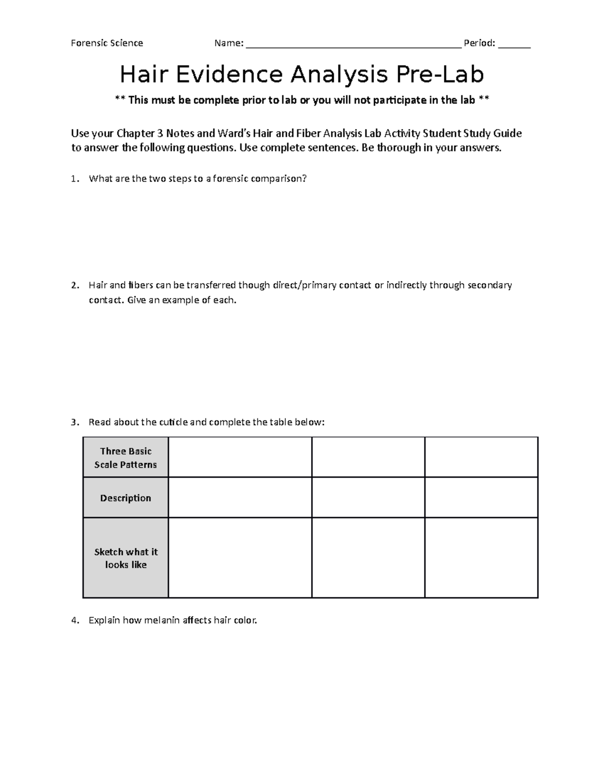 3 Pre Lab Questions Hair Analysis - MAT290 - U of T - Studocu