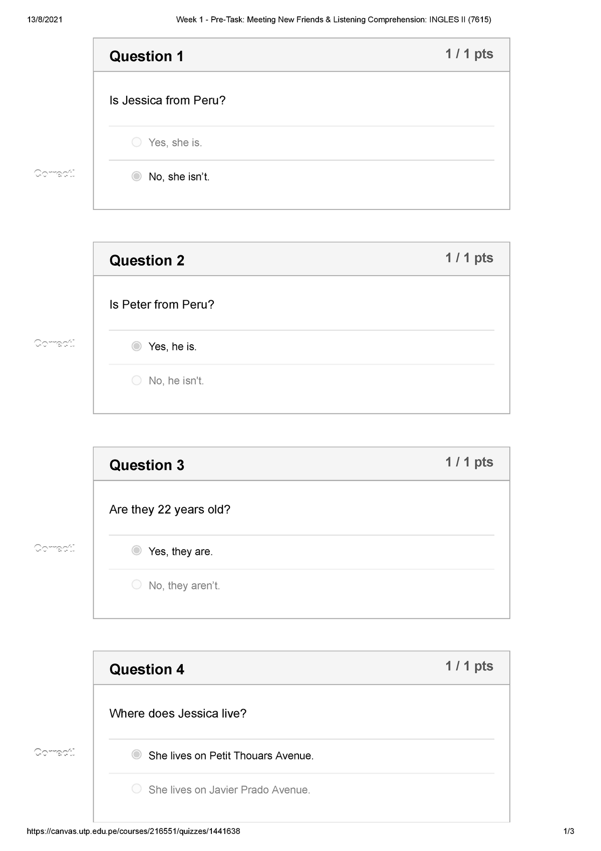 Week 1 - Pre-Task Meeting New Friends & Listening Comprehension - 13/8 ...