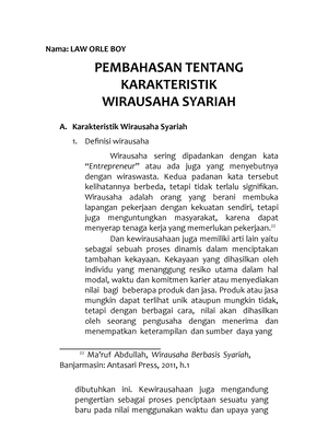 Kewirausahaan Dalam Perspektif Syari’AH - Nama: LAW ORLE BOY ...