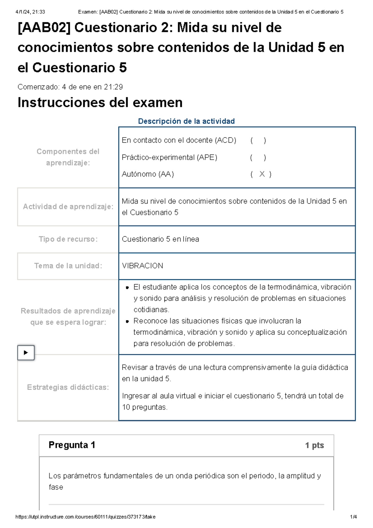 Examen [AAB02] Cuestionario 2 Mida Su Nivel De Conocimientos Sobre ...