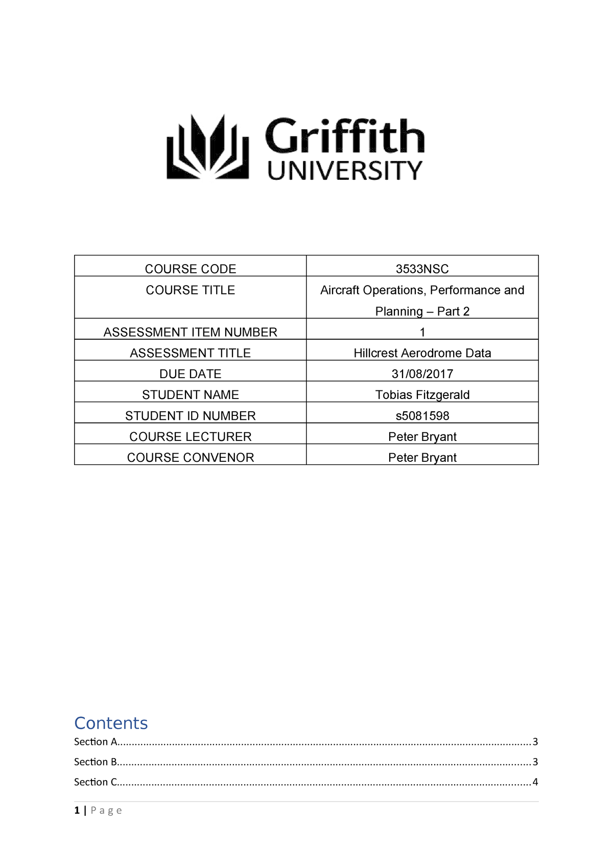 griffith uni assignment coversheet