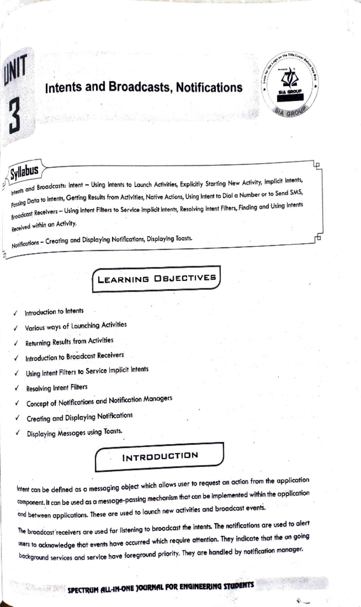 MAD Unit 3 - notes to study for exam - the Title Cover Intents and ...