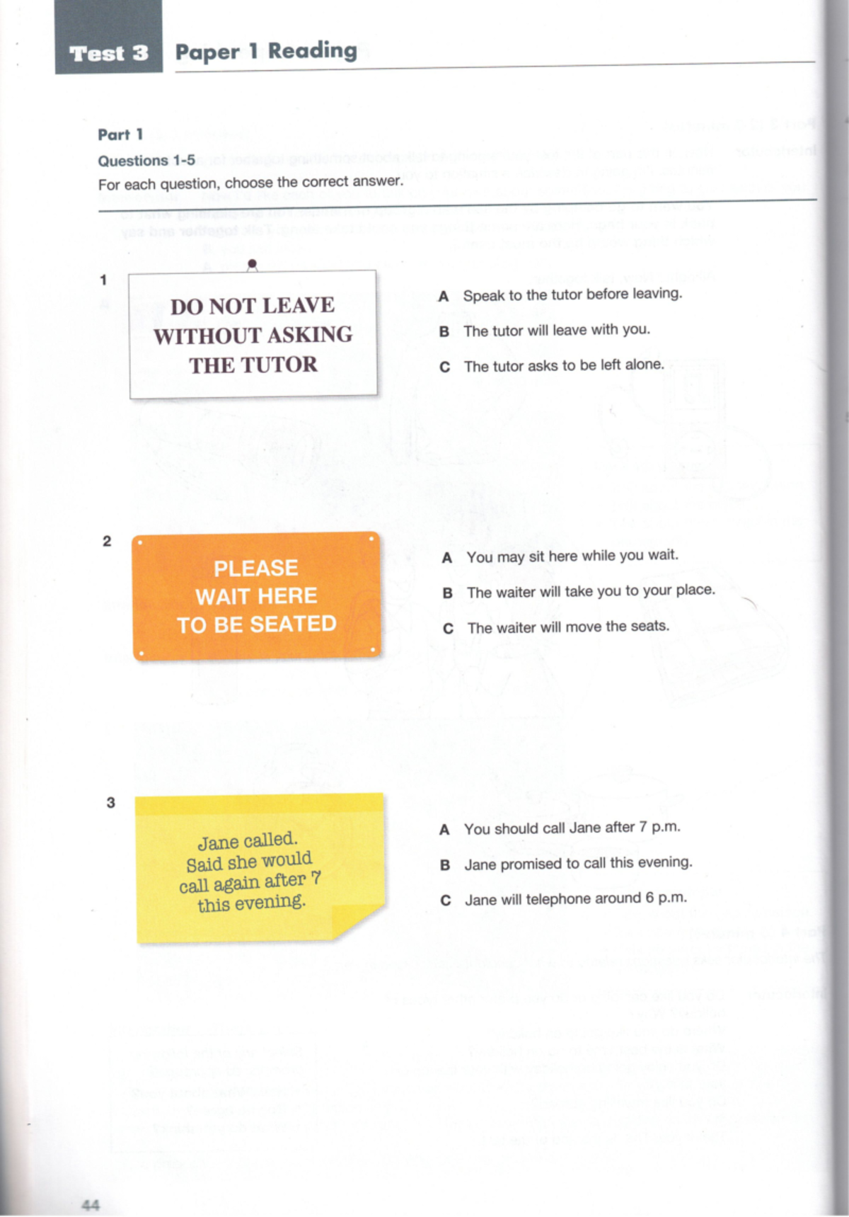 Reading test 3 - Test 3 Paper 1 Reading Part 1 Questions For each ...