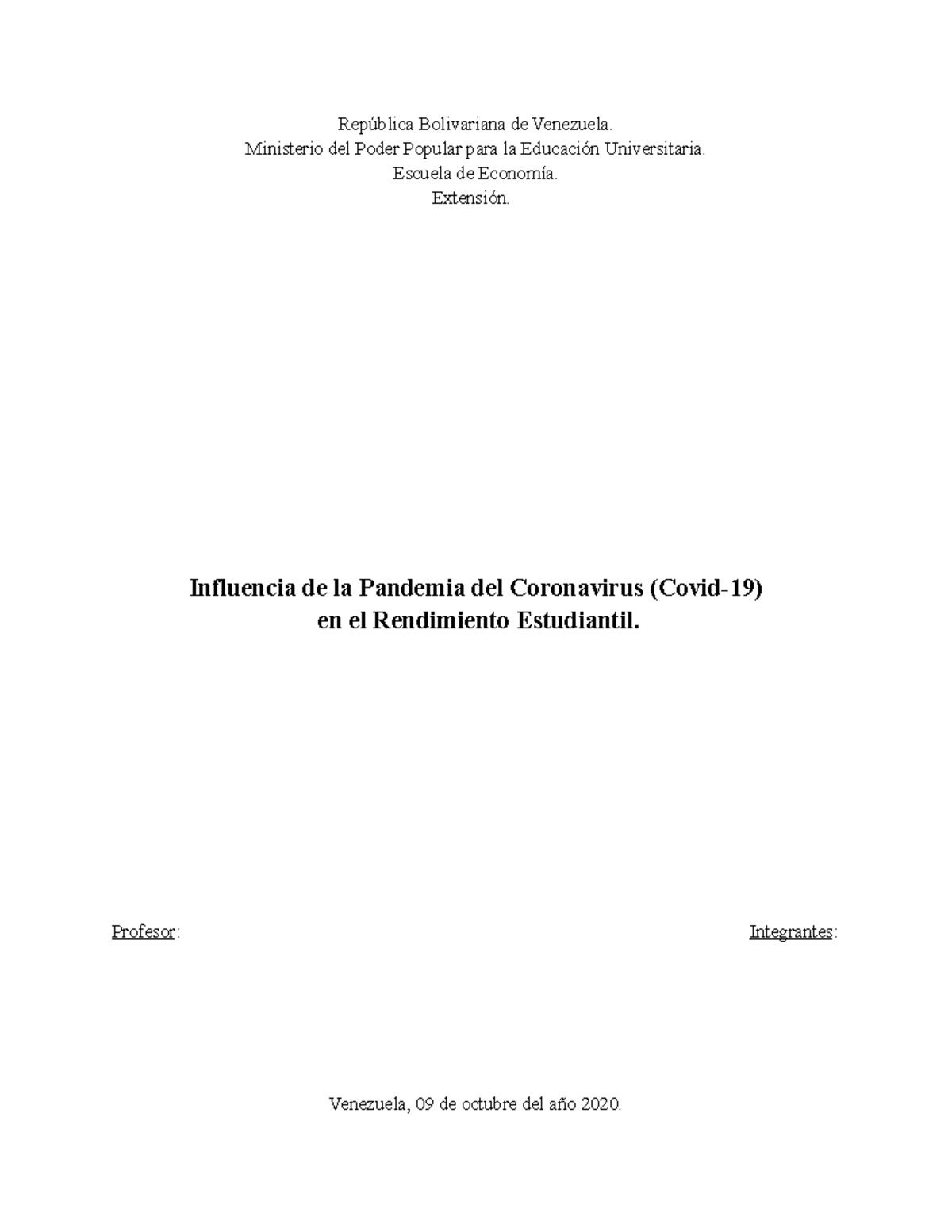 Influencia de la Pandemia del Coronavirus (Covid-19) en el Rendimiento ...