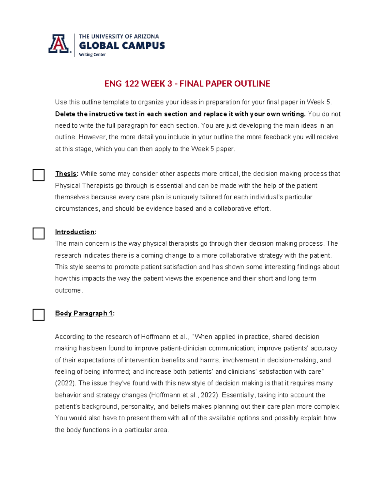 Week+3+Outline+Template - ENG 122 WEEK 3 - FINAL PAPER OUTLINE Use this ...