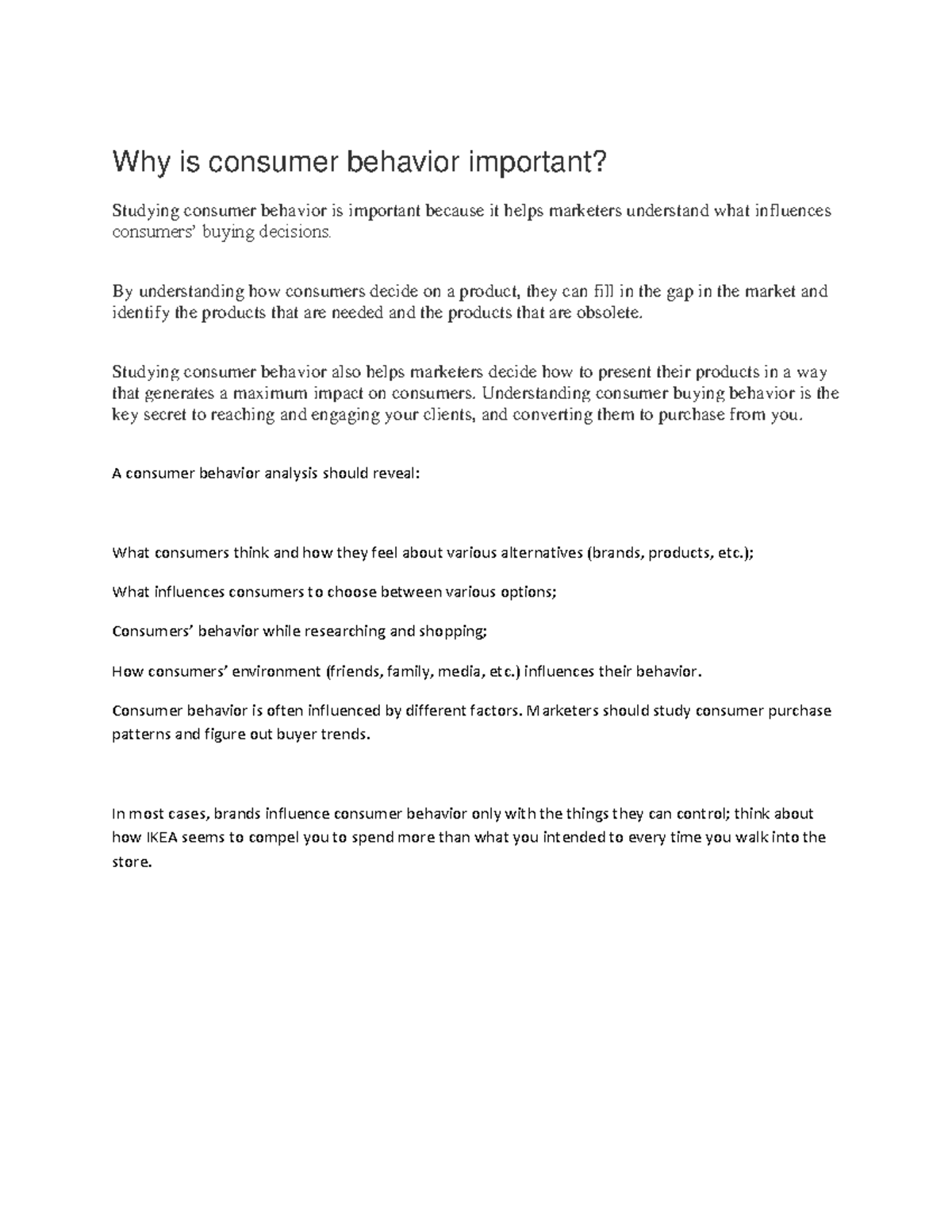 Consumer Behavior Importance In Organization Consumer Behavior Importance In Organization