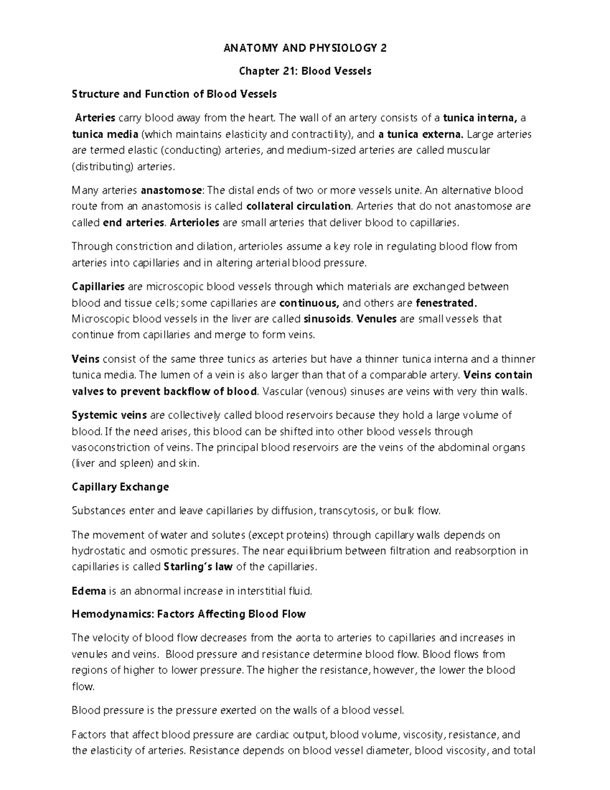 A AND P 2 CH21 - BLOOD VESSELS BIO 2402 - ANATOMY AND PHYSIOLOGY 2 ...