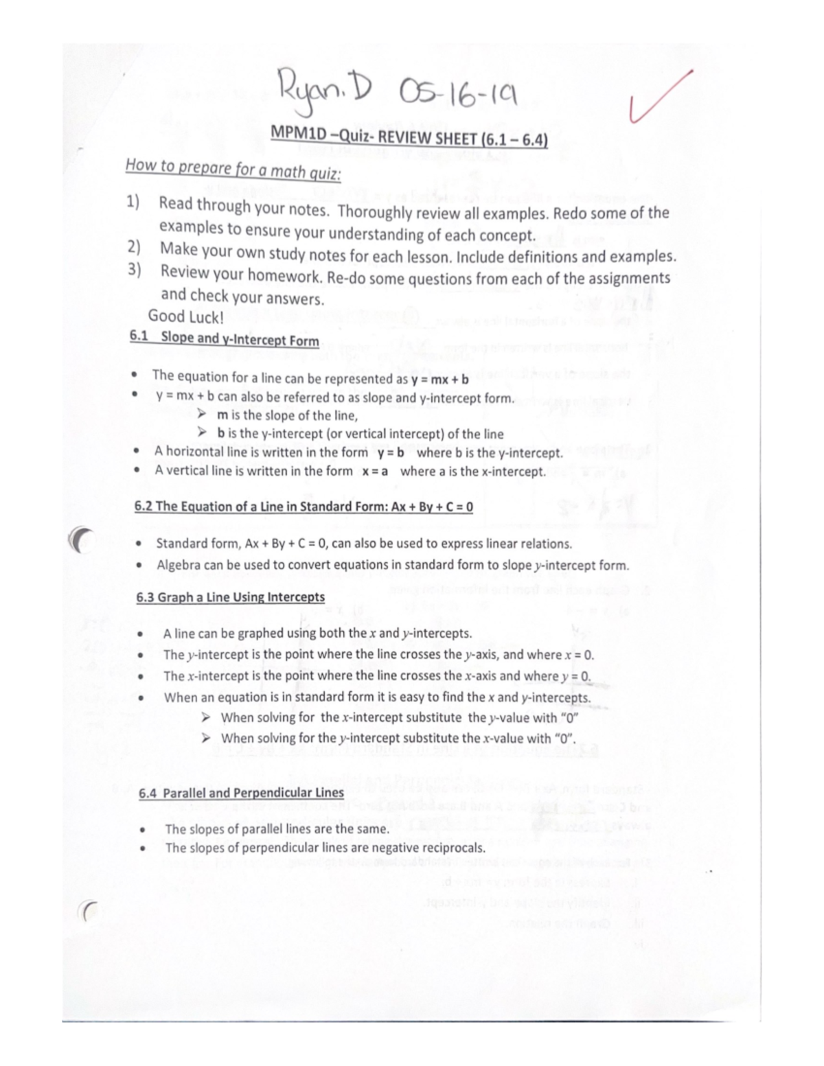 Grade 9 Math - Slopes, Graphing, Standard Form Equations and Lines ...