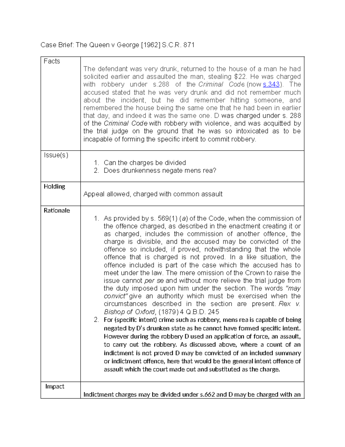 The Queen v Case Summary Case Brief The Queen v
