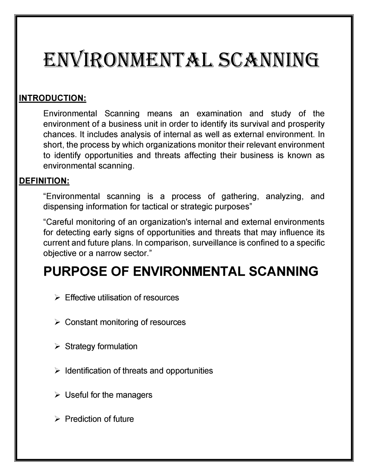 environmental scanning thesis