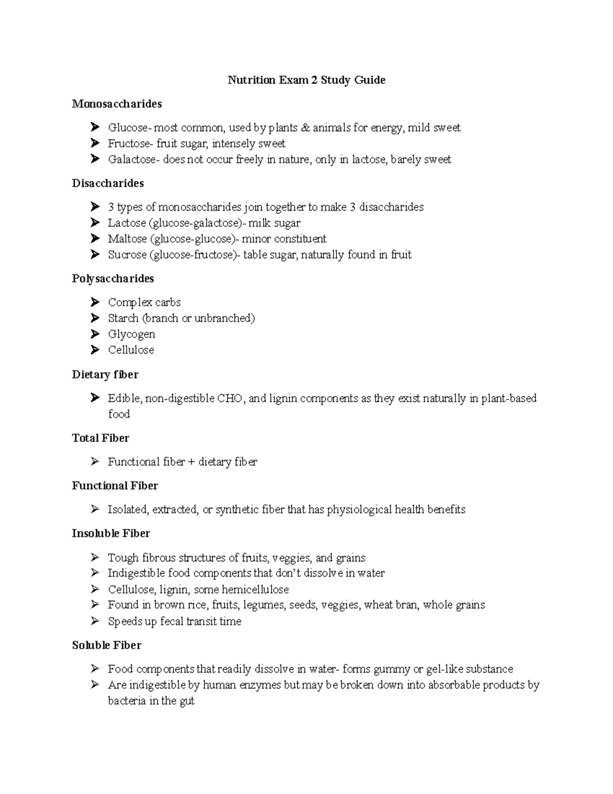 Nutrition Exam 2 Study Guide Nutrition Exam 2 Study Guide