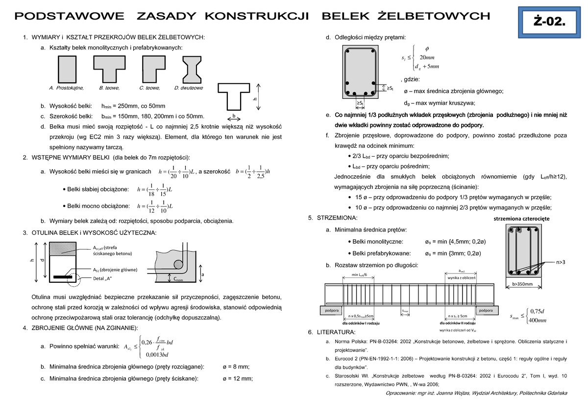 02 Podstawowe Zasady Konstrukcji Belek Å» Elbetowych - Materiały