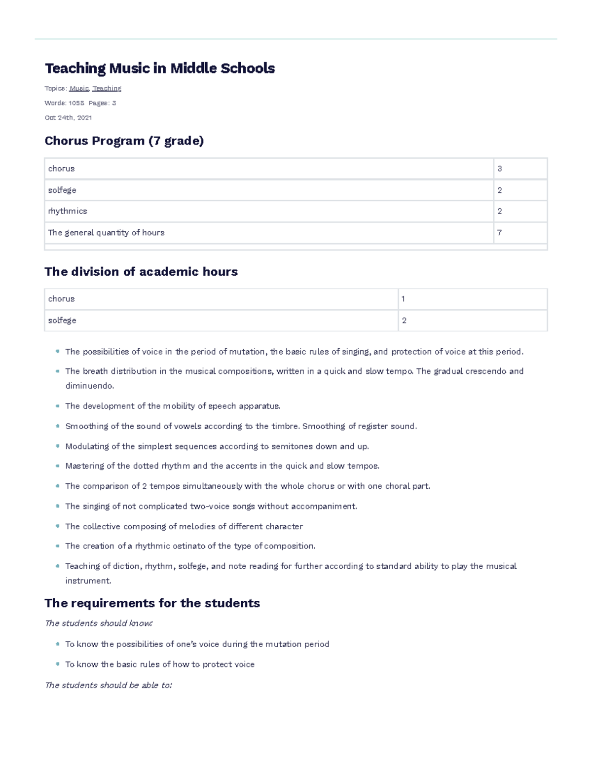 teaching music essay