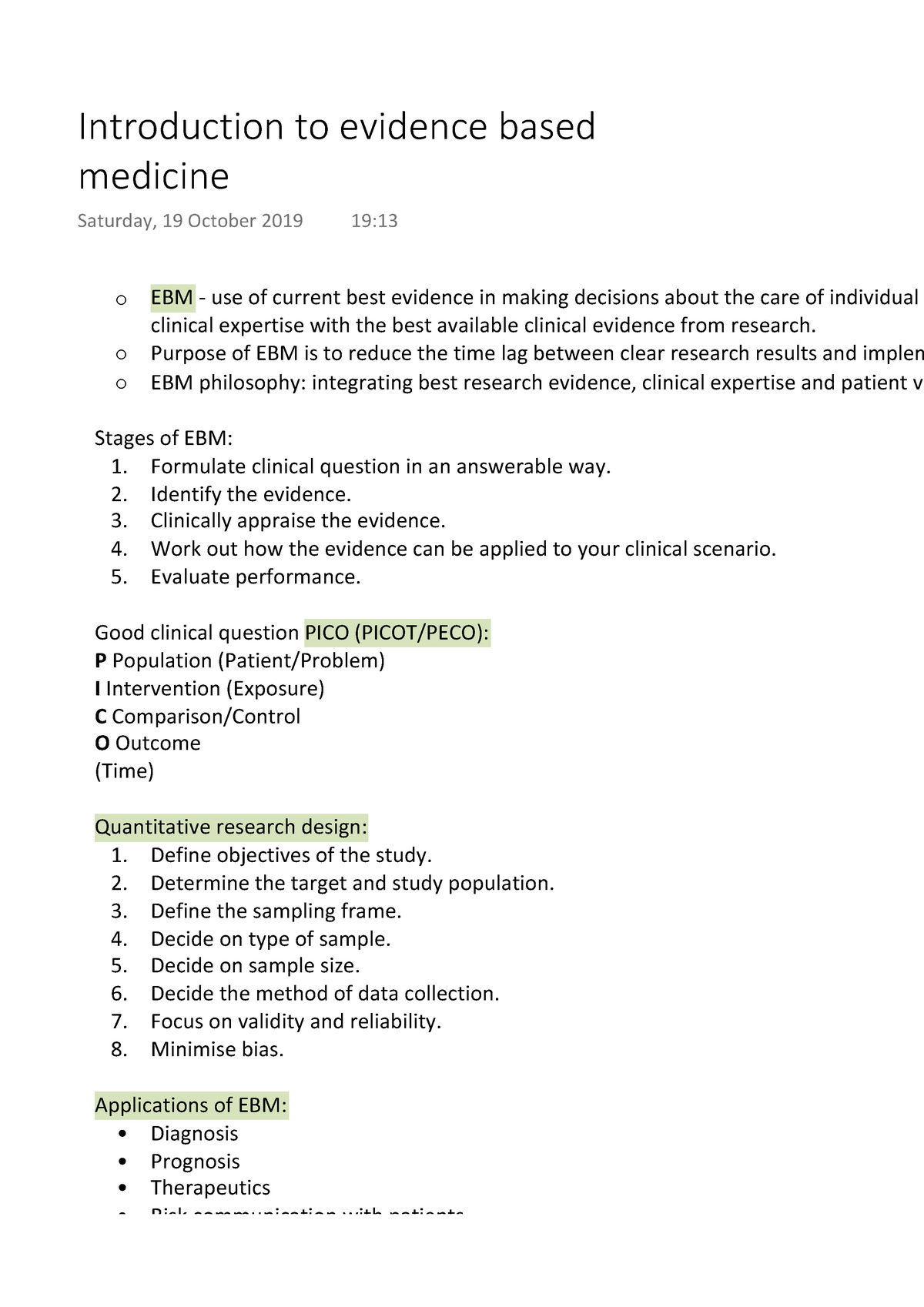 Introduction To Evidence Based Medicine - Warning: TT: Undefined ...