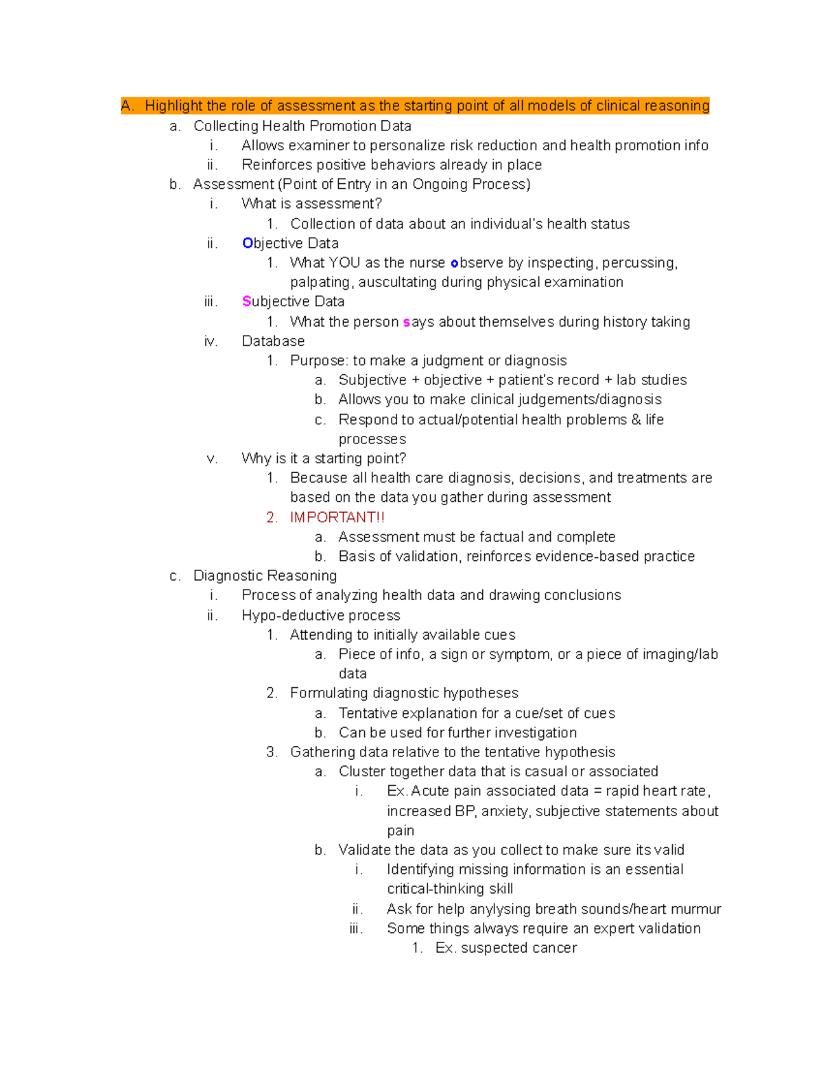 382 - Health P&A - Module 1 -2 - A. Highlight the role of assessment as ...